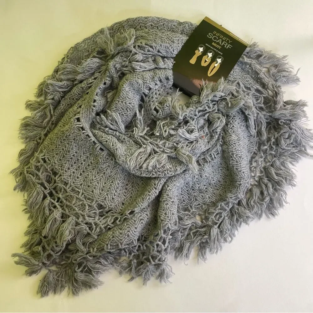 Mixit‎ Gray Fringe Infinity Scarf